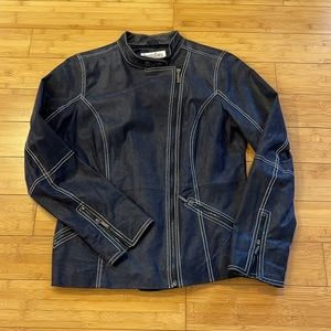 Bradley 100% Leather motorcycle Jacket Blue size S fitted